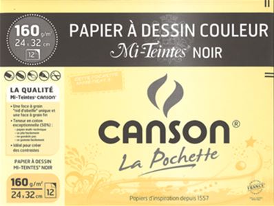 Canson Papier à dessin couleur Mi-Teintes, 320 x 240 mm, noir, 160 g/m2 C2003171