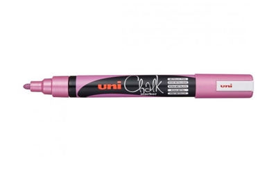 Uni-ball Marqueur craie Chalk PWE-5M, pointe ogive, Rose métallique