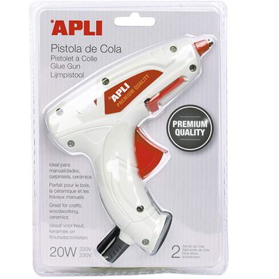 Apli 016668 Pistolet à Colle Premium + 2 Bâtons, 20W, Blanc