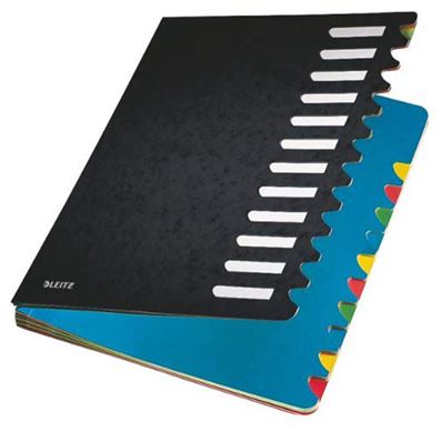 Leitz 59120095 Trieur Carton 12 onglets colorés Noir