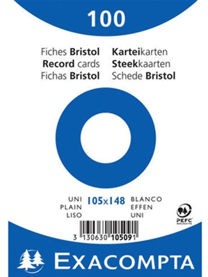 Exacompta Fiches bristol, A6, uni, blanc 10509E