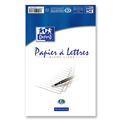 Oxford Bloc de correspondance A5 blanc ligné