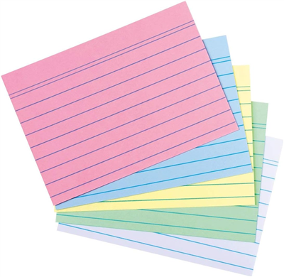 herlitz Fiches bristol, A8, ligné, assorti