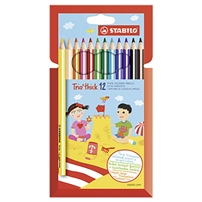 STABILO Crayon de couleur Trio long corps large étui de 12