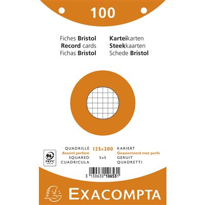 Exacompta Fiche Bristol 125 x200 Couleurs assorties 5 x 5 10653E