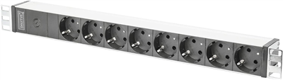 DIGITUS 19" Steckdosenleiste, 8-fach, 1 HE, schwarz / grau