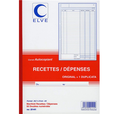 Elve Manifold "Recettes / Dépenses", A4, dupli, Réf 2141