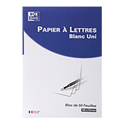 Oxford Bloc de correspondance, A4, blanc, uni