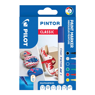 PILOT Marqueur à pigment PINTOR fin set de 6 CLASSIC