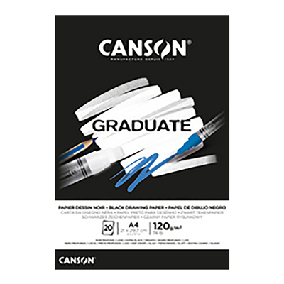 CANSON Bloc de dessin GRADUATE PAPIER NOIR A5