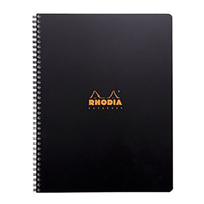 RHODIA Cahier à spirale Note Book A4+ quadrillé 5x5,noir