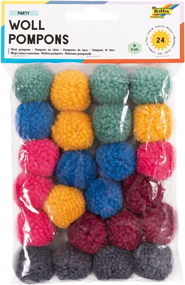 folia Pompon en laine "Party", 24 pièces, assorti