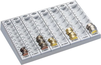 WEDO Monnayeur monobloc avec 8 rangées amovibles, gris