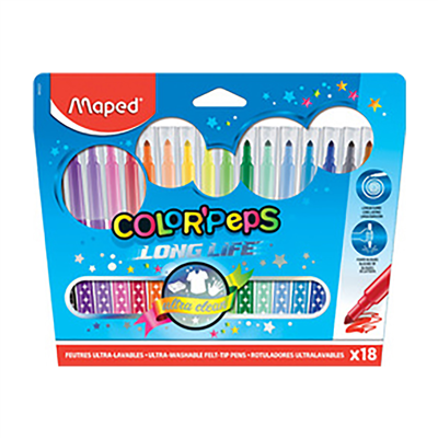 Maped Feutre COLOR'PEPS étui en carton de 18 largeur du