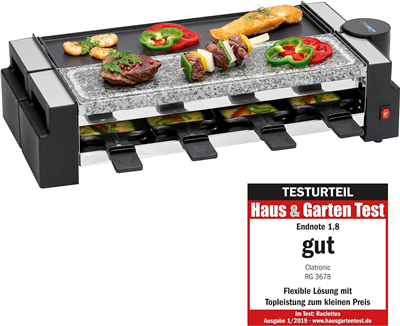 CLATRONIC Raclette grill RG 3678, avec pierre de cuisson