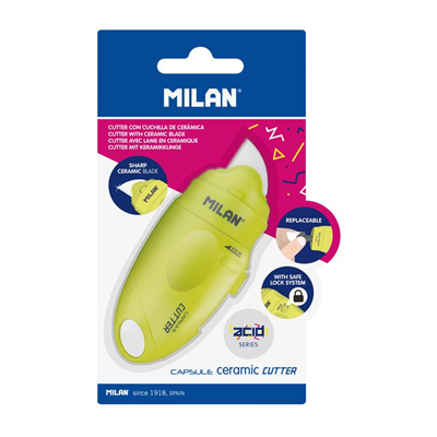 Milan Blister CAPSULE Cutter jaune avec lame céramique