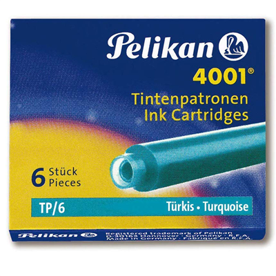 Pelikan Encre 4001 Etuis de 6 Cartouche d'encre TP/6 Turquoise