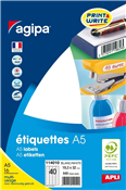 Agipa tiquettes multi-usage, 19,3 x 32 mm, blanches 114010