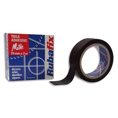 Rubafix Ruban toile se Découpe à la main plastifié noir