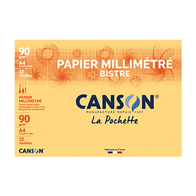 CANSON Papier millimétré A4 90 g/m2 couleur : bistre