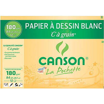 Canson Papier à dessin blanc "C" à grain format A4, 180g/m2 C200027107