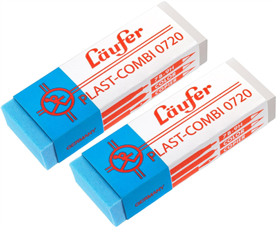 Läufer Gomme en plastique PLAST COMBI, carte blister de 2