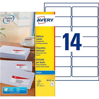 AVERY Etiquette d'adresse jet d'encre 99,1 x 38,1 mm blanc