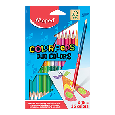 Maped Crayons bicolores COLOR'PEPS DUO triangulaire étui