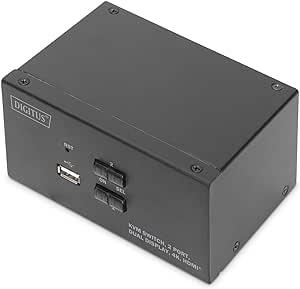 DIGITUS Commutateur KVM, 2 ports, double affichage, 4K, HDMI