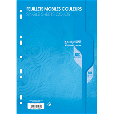 Calligraphe Feuillets mobiles A4 100P seyes 80G bleu 7962