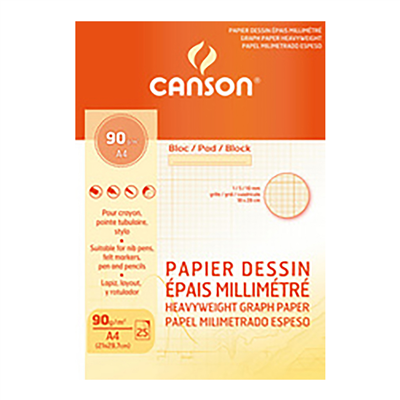 CANSON Bloc de papier millimétré A4 90 g/m2