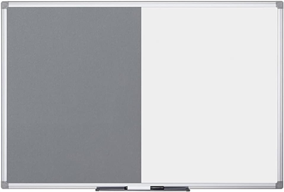 Bi-Office Tableau mixte, tableau blanc / feutre, gris