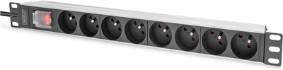 DIGITUS Multiprise 19", 8 prises, 1 U, avec interrupteur