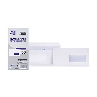 Oxford Enveloppes DL 110 x 220 mm 80 g auto-adhésives
