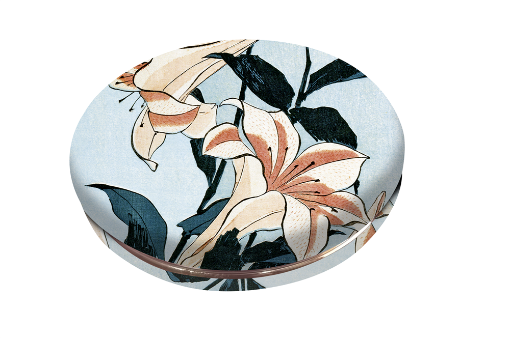 Art & Kraft Miroir rond Lys trompette de Hokusai