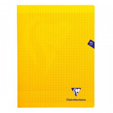 Clairefontaine Cahier Couverture plastique Jaune 24x32 96p Grands Carreaux Séyès