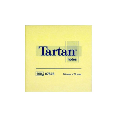 Tartan bloc-notes repositionnable, 76 x 76 mm, jaune 07676
