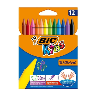 BIC Crayon de cire Plastidecor étui en carton de 12