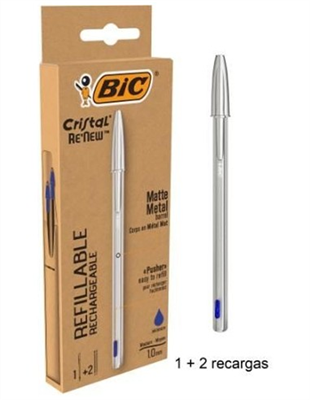 BIC Stylo à bille Cristal RE'NEW, bleu