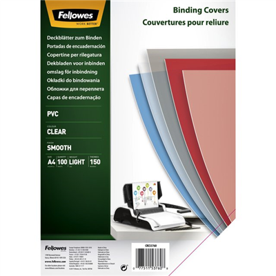 Fellowes Couverture, A4, PVC, 0,15 mm, transparente 5376001