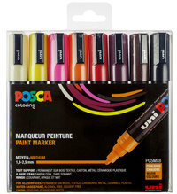 POSCA Marqueur à pigment PC-5M étui de 8 couleurs chaudes