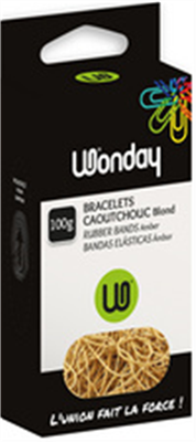 Wonday Bracelets caoutchouc, nature, diamètre: 180 mm, (l)1,8 m, carton de 100 g