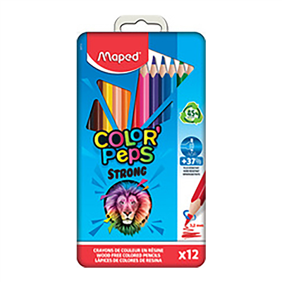 Maped Crayon de couleur COLOR'PEPS STRONG étui métal de 12