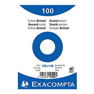 Exacompta Fiches bristol, A6, uni, blanc 10509E