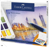 FABER-CASTELL Peinture aquarelle en godets, tui de 24