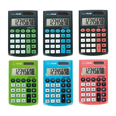 Milan Calculatrice Tactile Pocket à 8 chiffres, Couleur assorties