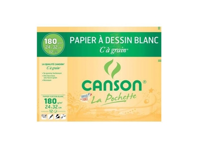 Canson papier blanc C grain 24 x 32 cm 180g