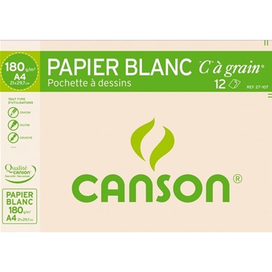 Canson Papier à dessin blanc "C" à grain format A4, 180g/m2 C200027107