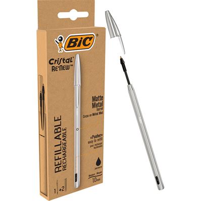 BIC Stylo à bille Cristal RE'NEW, noir