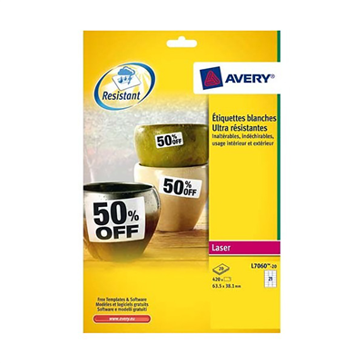 AVERY Etiquette ultra-résistant 63,5 x 38,1 mm blanc